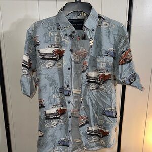 Port & River Men's Vintage Car Print Shirt - Blue